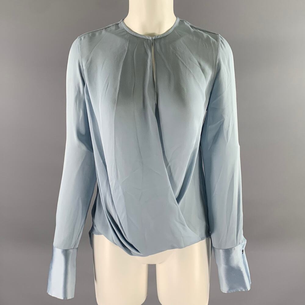 RAG & BONE Size XS Blue Silk Faux Wrap Blouse